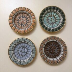 Vintage Mosaic Tile  Coaster / Ashtray/Trinket Dish Handcrafted in Japan 4Pc